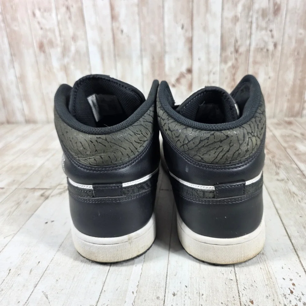 Jordan Air Jordan 1 Mid Black Elephant White Black FB9911-001 Mens 12